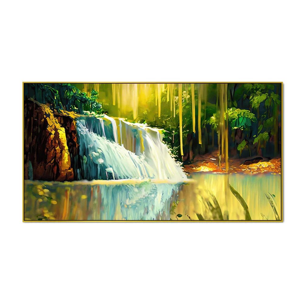 Panoramic Nature Waterfall Canvas Wall Painting for Peaceful Vibes - All India Decor