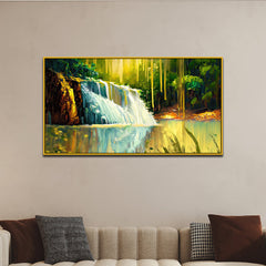 Panoramic Nature Waterfall Canvas Wall Painting for Peaceful Vibes