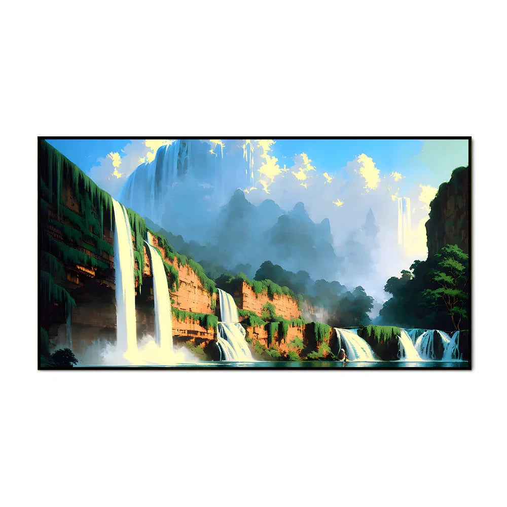 Modern Abstract Waterfall Nature Canvas Wall Painting - All India Decor