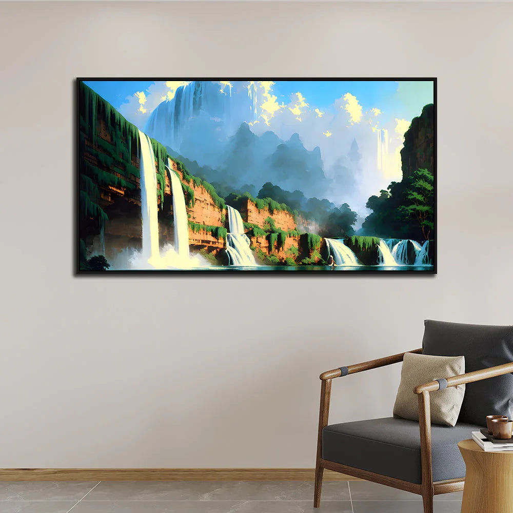 Modern Abstract Waterfall Nature Canvas Wall Painting - All India Decor