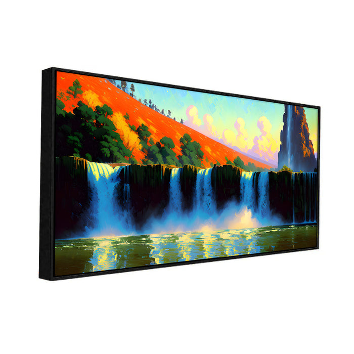 Nature Waterfall Floating Framed Canvas Wall Painting