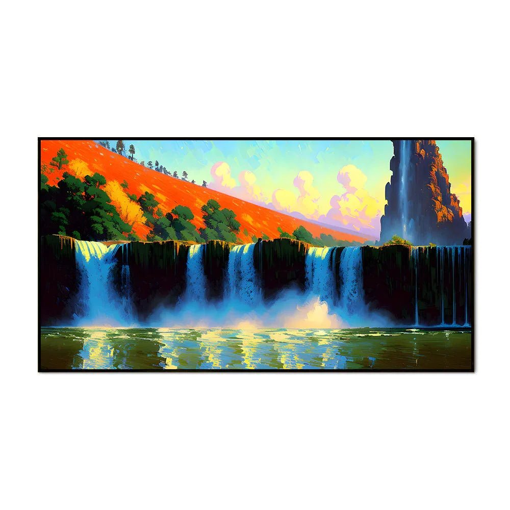 Nature Waterfall Floating Framed Canvas Wall Painting - All India Decor