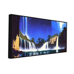 Serene Waterfall Floating Framed Canvas Wall Painting