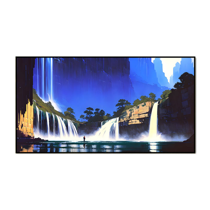 Serene Waterfall Floating Framed Canvas Wall Painting