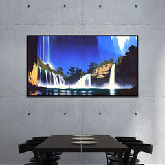 Serene Waterfall Floating Framed Canvas Wall Painting