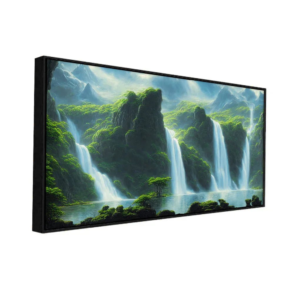 Tropical Paradise Waterfall Nature Canvas Wall Painting - All India Decor