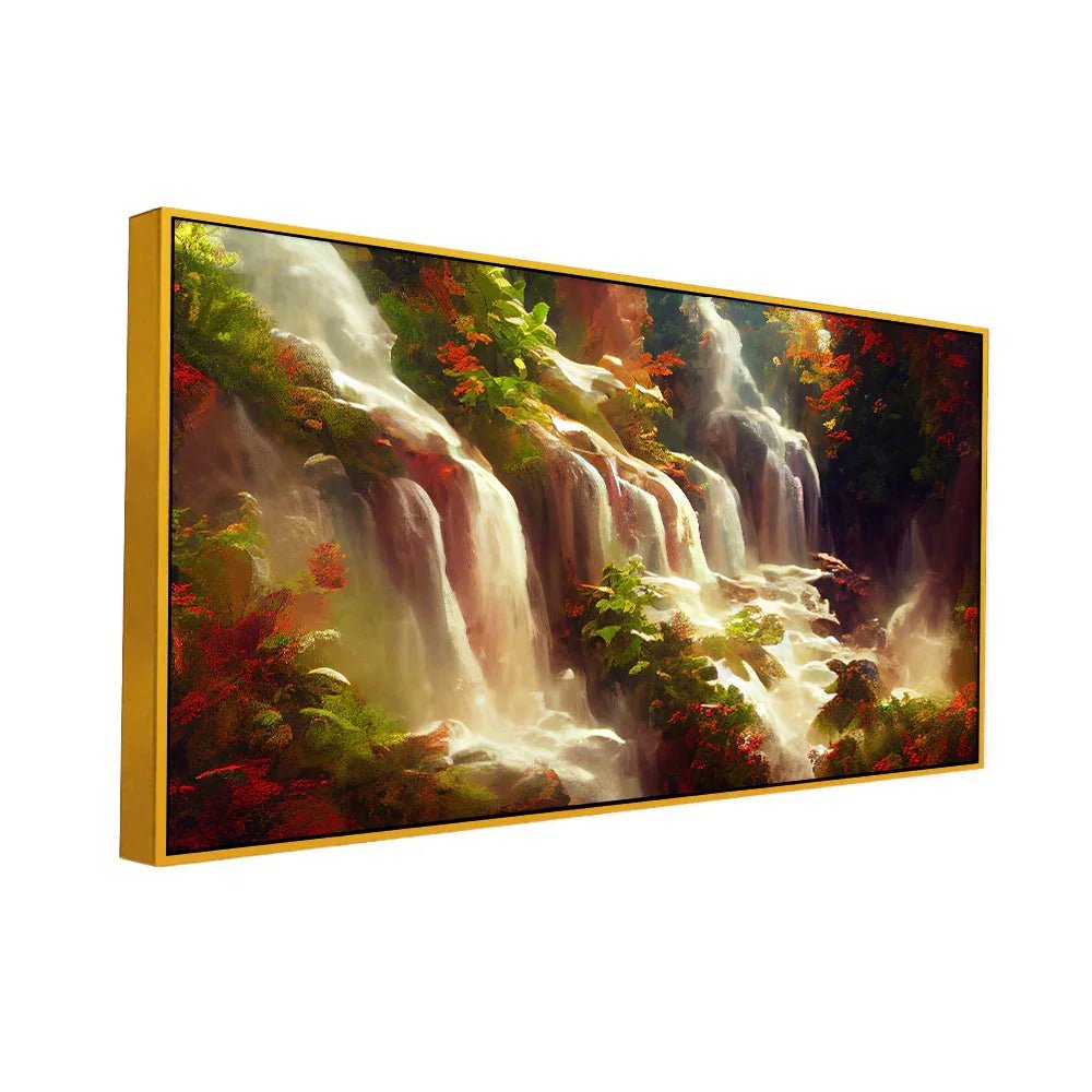 Lush Green Nature Large Landscape Waterfall Canvas Wall Painting - All India Decor