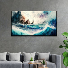 Sailing Boat on the Sea Wave Canvas Wall Painting