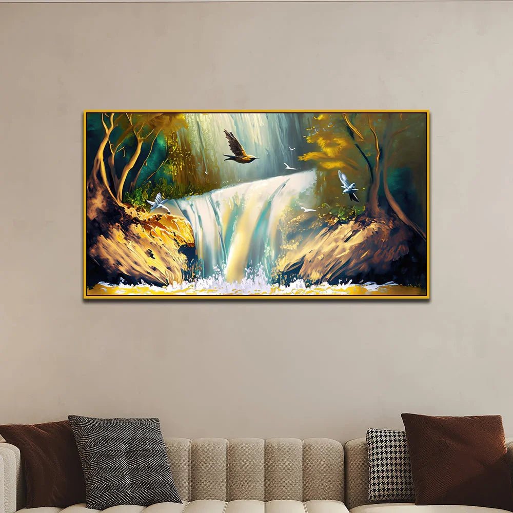Waterfall Nature Digital Printed Home Decorative Canvas Wall Painting - All India Decor
