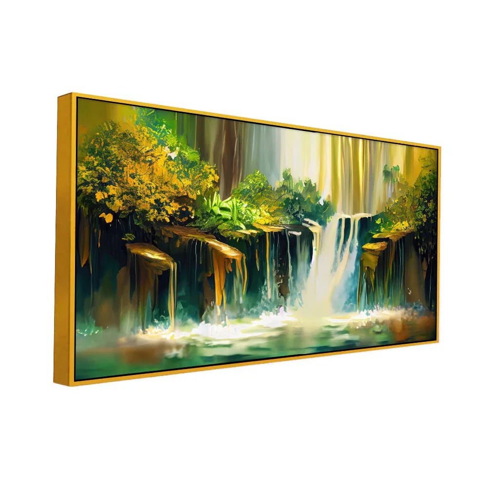 Vibrant Waterfall Landscape Vastu Canvas Wall Painting - All India Decor