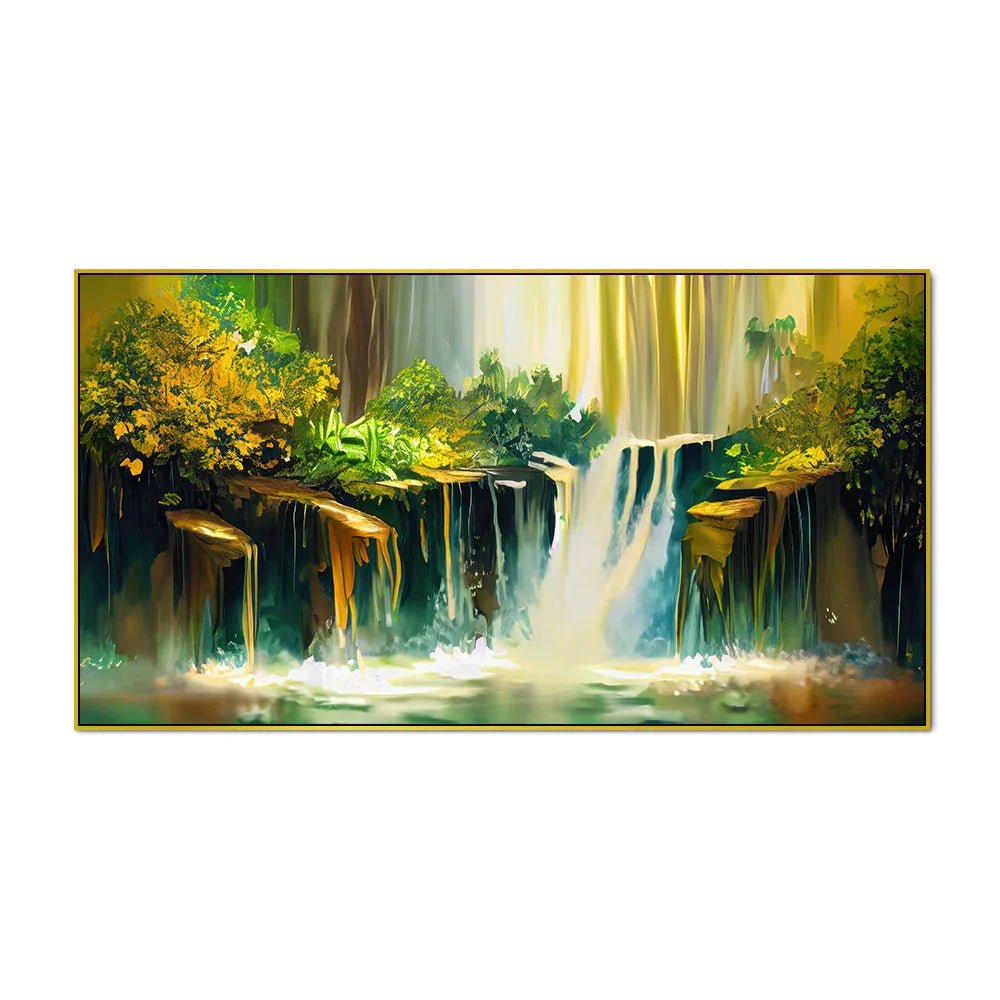 Vibrant Waterfall Landscape Vastu Canvas Wall Painting - All India Decor