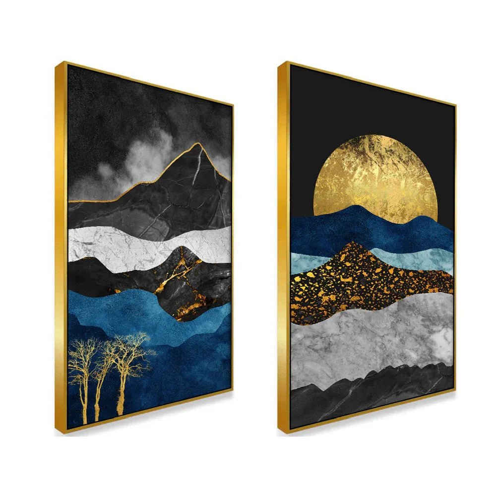 Abstract Mountains Canvas Wall Wall Painting Two Pieces - All India Decor