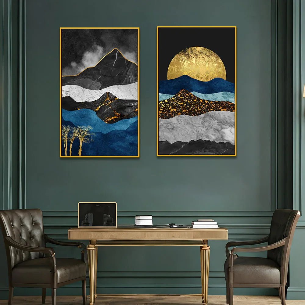 Abstract Mountains Canvas Wall Wall Painting Two Pieces - All India Decor