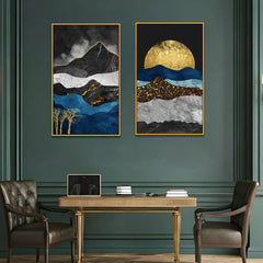 Abstract Mountains Canvas Wall Wall Painting Two Pieces - All India Decor