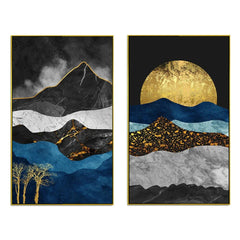 Abstract Mountains Canvas Wall Wall Painting Two Pieces - All India Decor