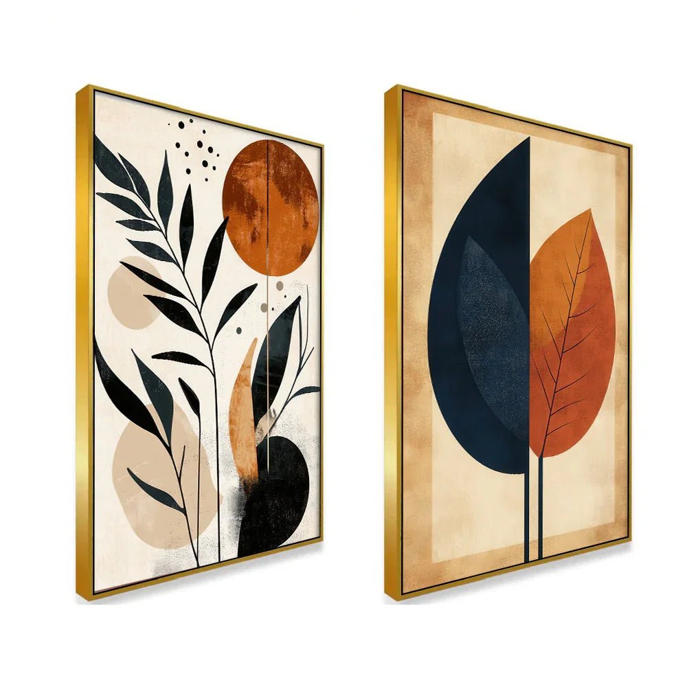 Minimalist Boho Style Modern Abstract Canvas Wall Painting Two Pieces - All India Decor