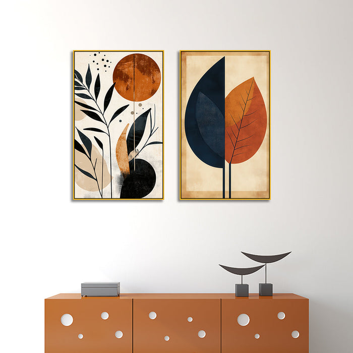 Minimalist Boho Style Modern Abstract Canvas Wall Painting Two Pieces