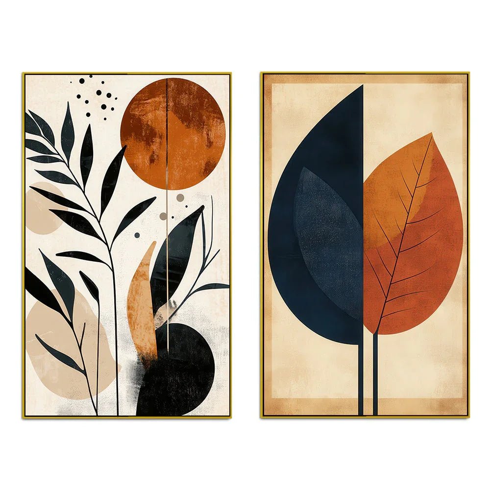 Minimalist Boho Style Modern Abstract Canvas Wall Painting Two Pieces - All India Decor