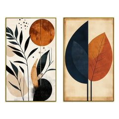 Minimalist Boho Style Modern Abstract Canvas Wall Painting Two Pieces - All India Decor