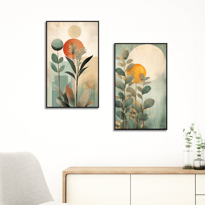 Abstract Boho Floral Modern Stylish Decorative Canvas Painting Two Pieces