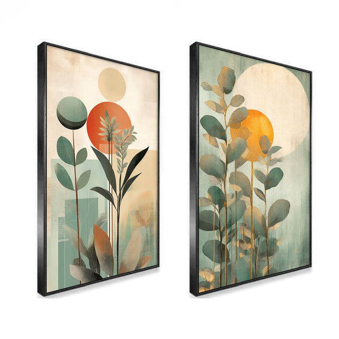 Abstract Boho Floral Modern Stylish Decorative Canvas Painting Two Pieces