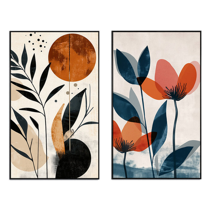 Boho Inspired Abstract Floral Wall Decorative Canvas Painting Two Pieces