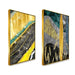 Modern Abstract Golden Dried Botanical Wheat Grass Boho Canvas Painting Two Pieces - All India Decor