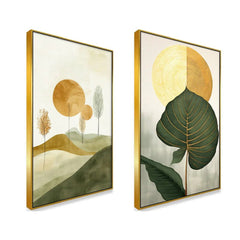 Modern Stylish Boho Canvas Wall Painting Two Pieces - All India Decor