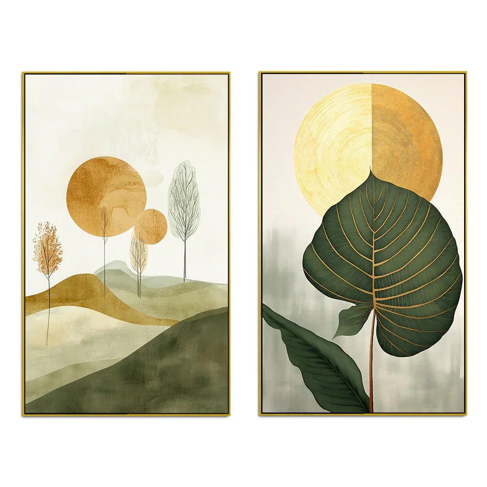 Modern Stylish Boho Canvas Wall Painting Two Pieces - All India Decor