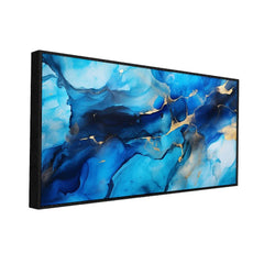 Modern Blue and Gold Textured Canvas Painting for Home Décor - All India Decor