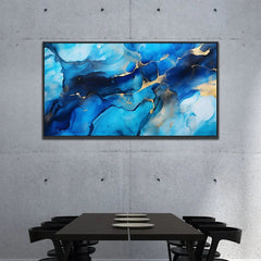 Modern Blue and Gold Textured Canvas Painting for Home Décor - All India Decor