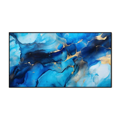 Modern Blue and Gold Textured Canvas Painting for Home Décor - All India Decor