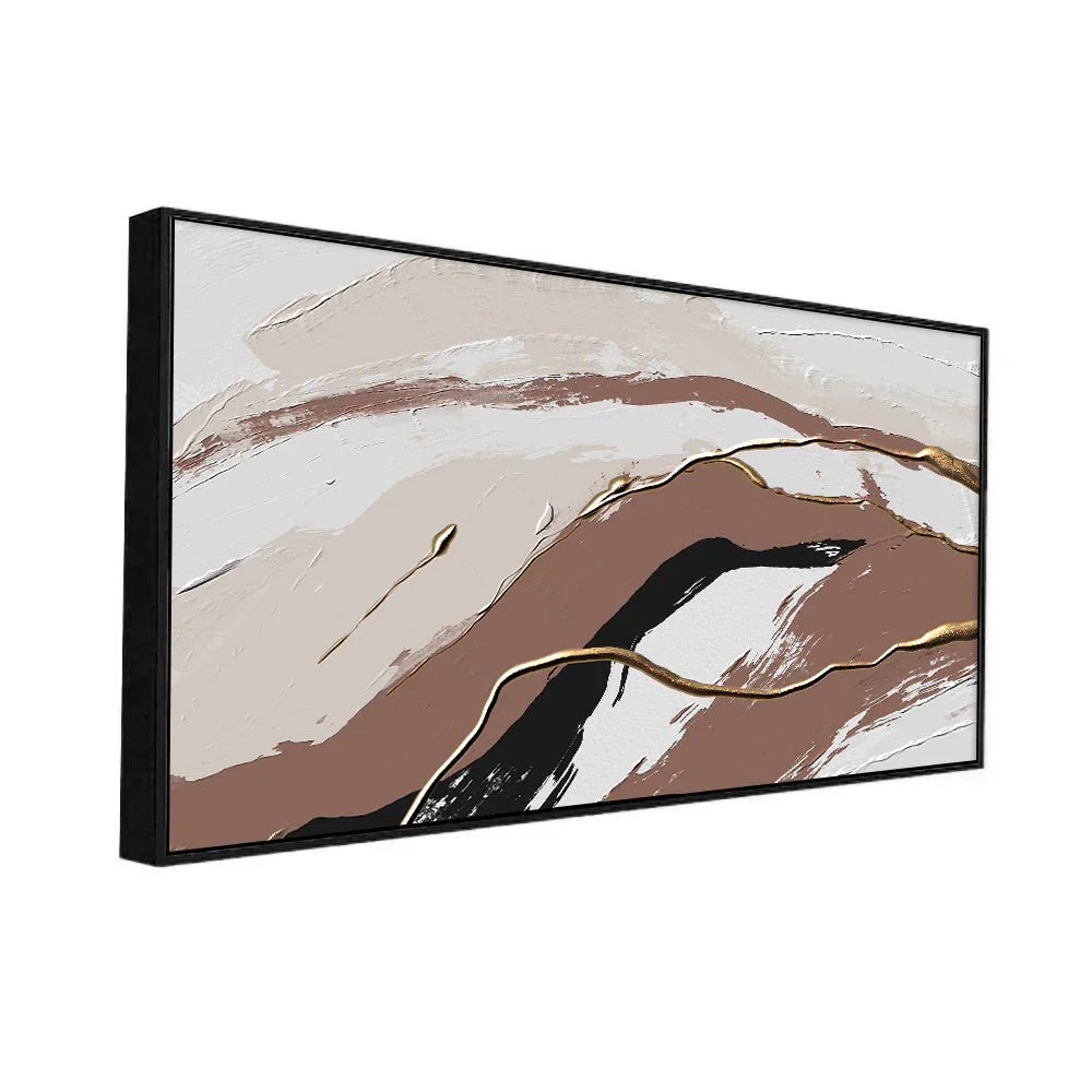 Brown and White Abstract Canvas Wall Painting - All India Decor