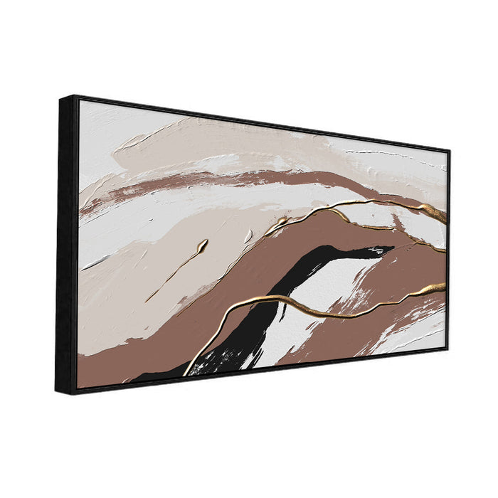 Brown and White Abstract Canvas Wall Painting