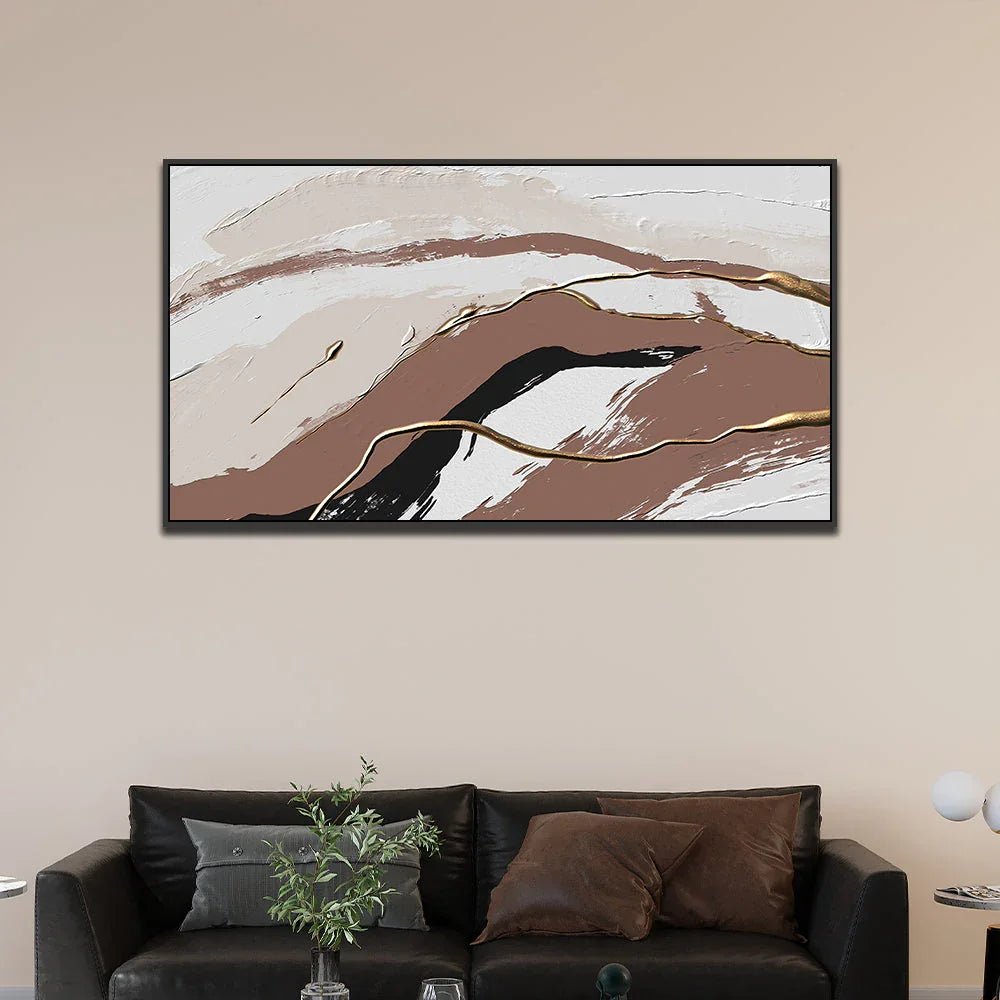 Brown and White Abstract Canvas Wall Painting - All India Decor