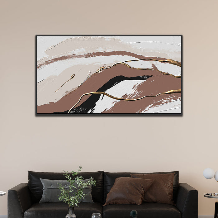 Brown and White Abstract Canvas Wall Painting