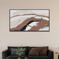 Brown and White Abstract Canvas Wall Painting - All India Decor