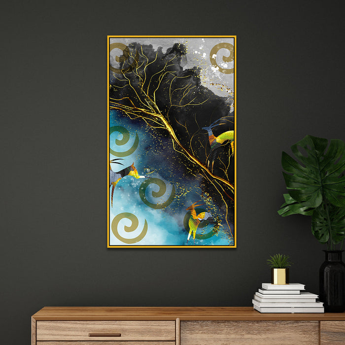 Contemporary Abstract Modern Canvas Painting with Floating Frame