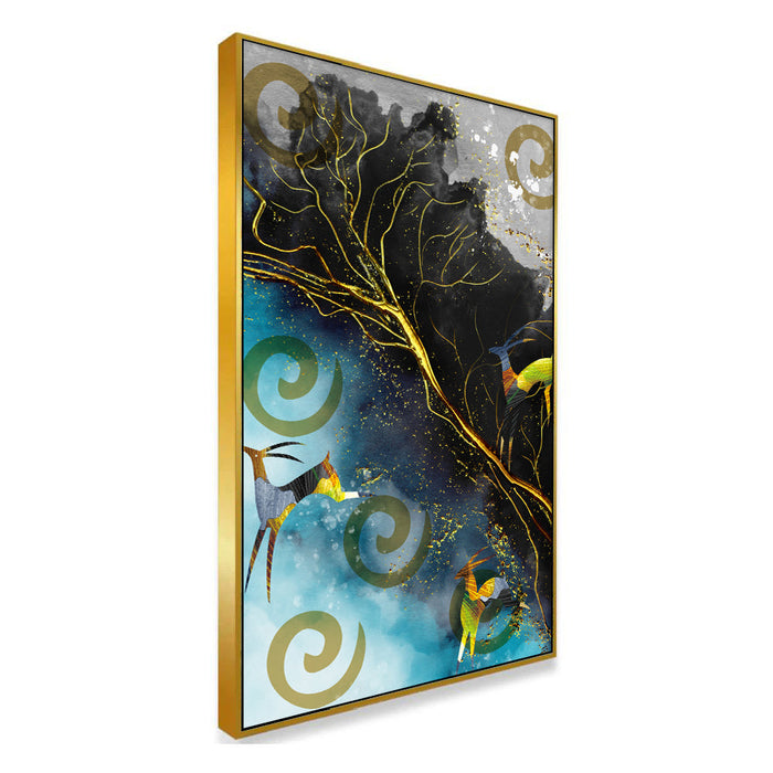 Contemporary Abstract Modern Canvas Painting with Floating Frame