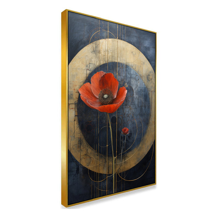 Single Poppy Abstract Floral Canvas Wall Painting