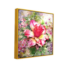 Blossoming Grace Square Floating Framed Floral Canvas Wall Painting - All India Decor
