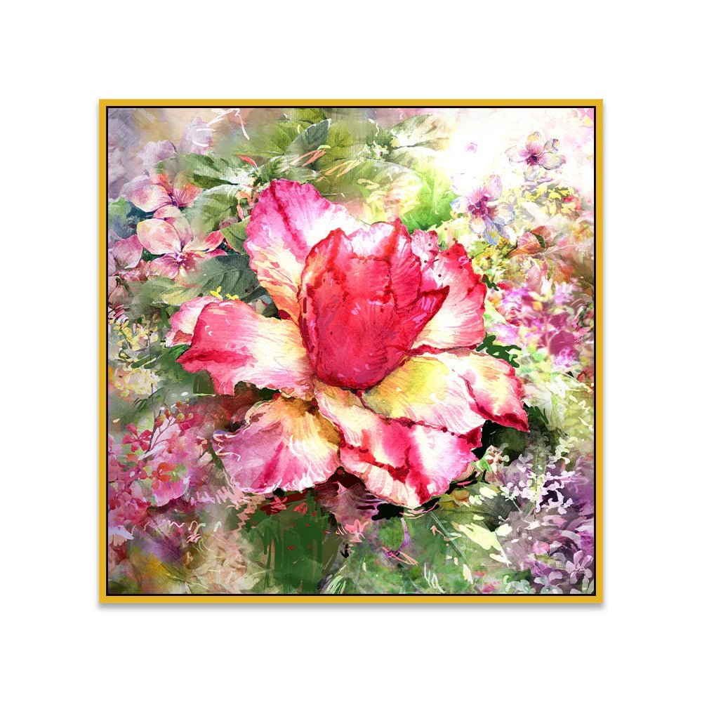 Blossoming Grace Square Floating Framed Floral Canvas Wall Painting - All India Decor