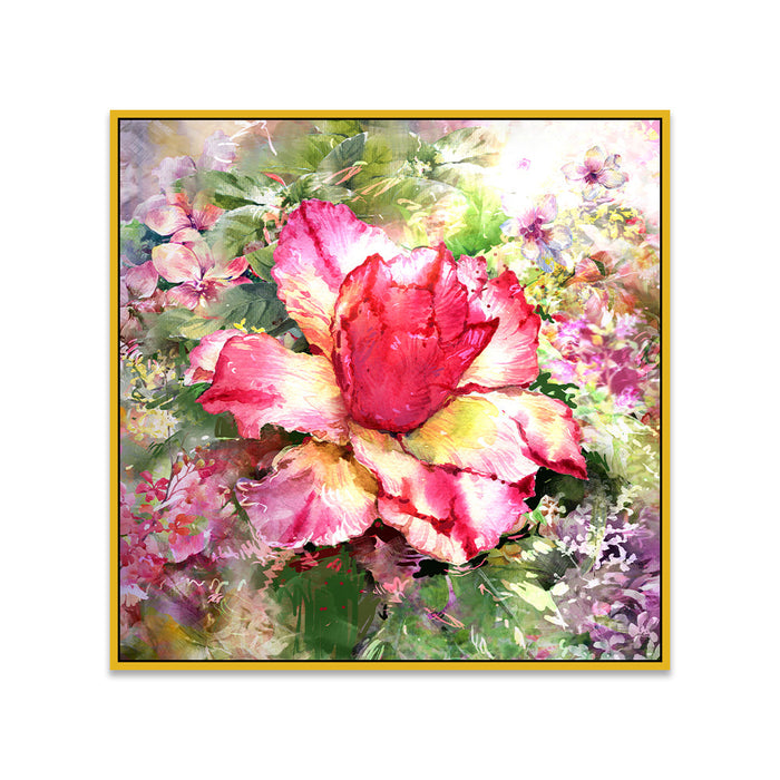 Blossoming Grace Square Floating Framed Floral Canvas Wall Painting