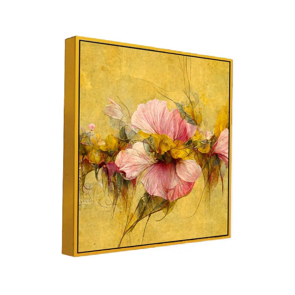 Eternal Bloom Luxe Pink Floral Square Canvas Wall Painting - All India Decor