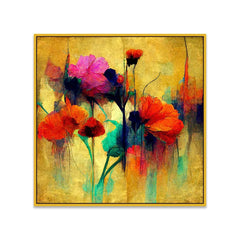Elegant Abstract Botanical Square Floral Canvas Wall Painting - All India Decor