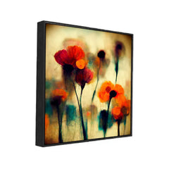 Abstract Modern Square Floral Canvas Wall Painting with Floating Frame - All India Decor