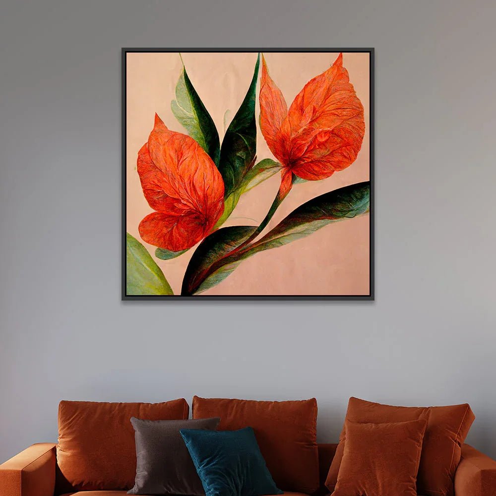Modern Botanical Abstract Flower Canvas Wall Painting - All India Decor