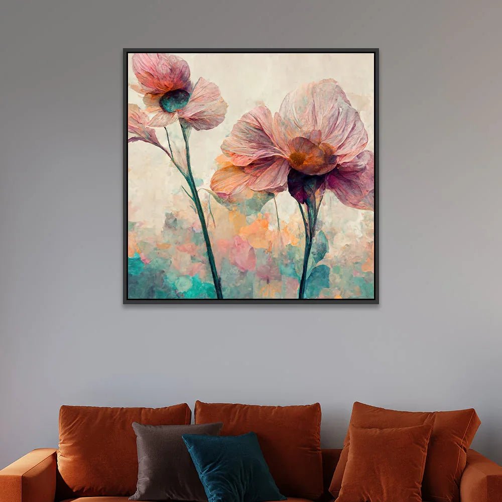 Elegant Pink Floral Big Canvas Wall Painting - All India Decor