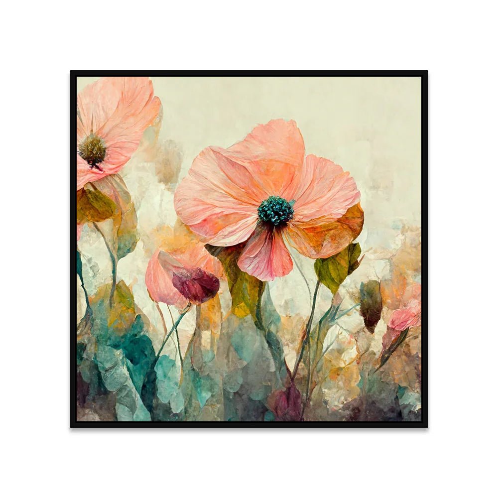 Colorful Abstract Floating Framed Floral Wall Painting - All India Decor