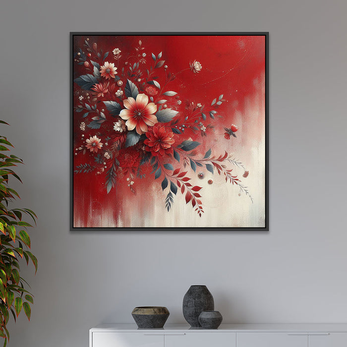 Spring Bloom Floating Framed Floral Canvas Wall Painting